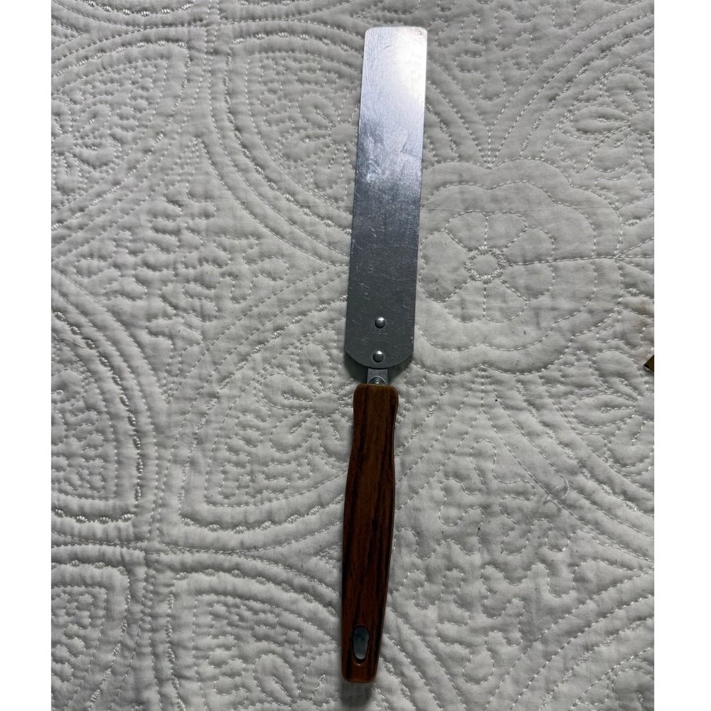 Ekco Spatula Turner Brown Silver Vintage Faux Wood Stainless MCM Made in USA